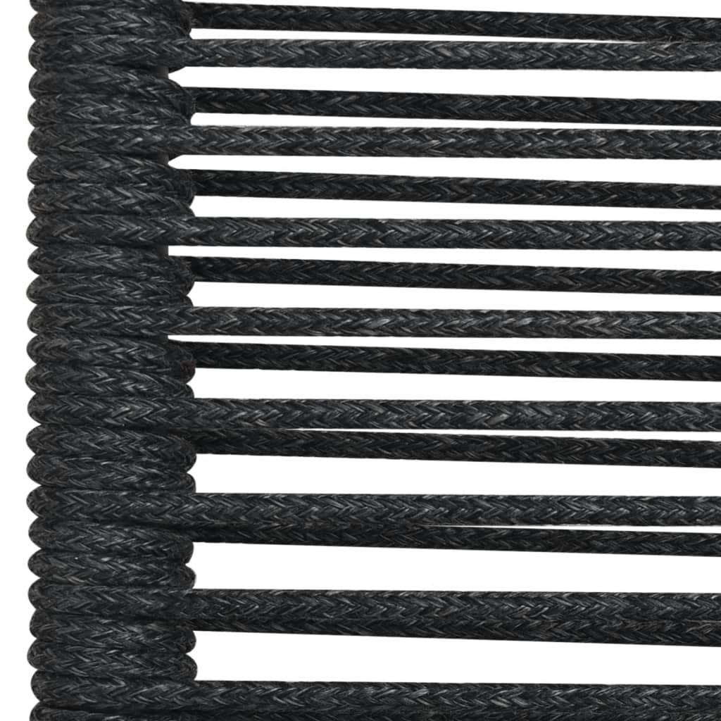 Ensemble à manger de jardin 7 pcs Noir Corde de coton et acier