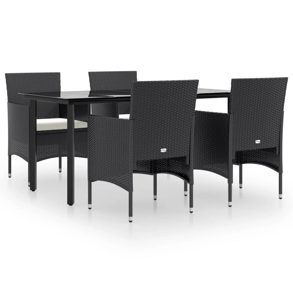 Ensemble à manger de jardin avec coussins 5 pcs Noir