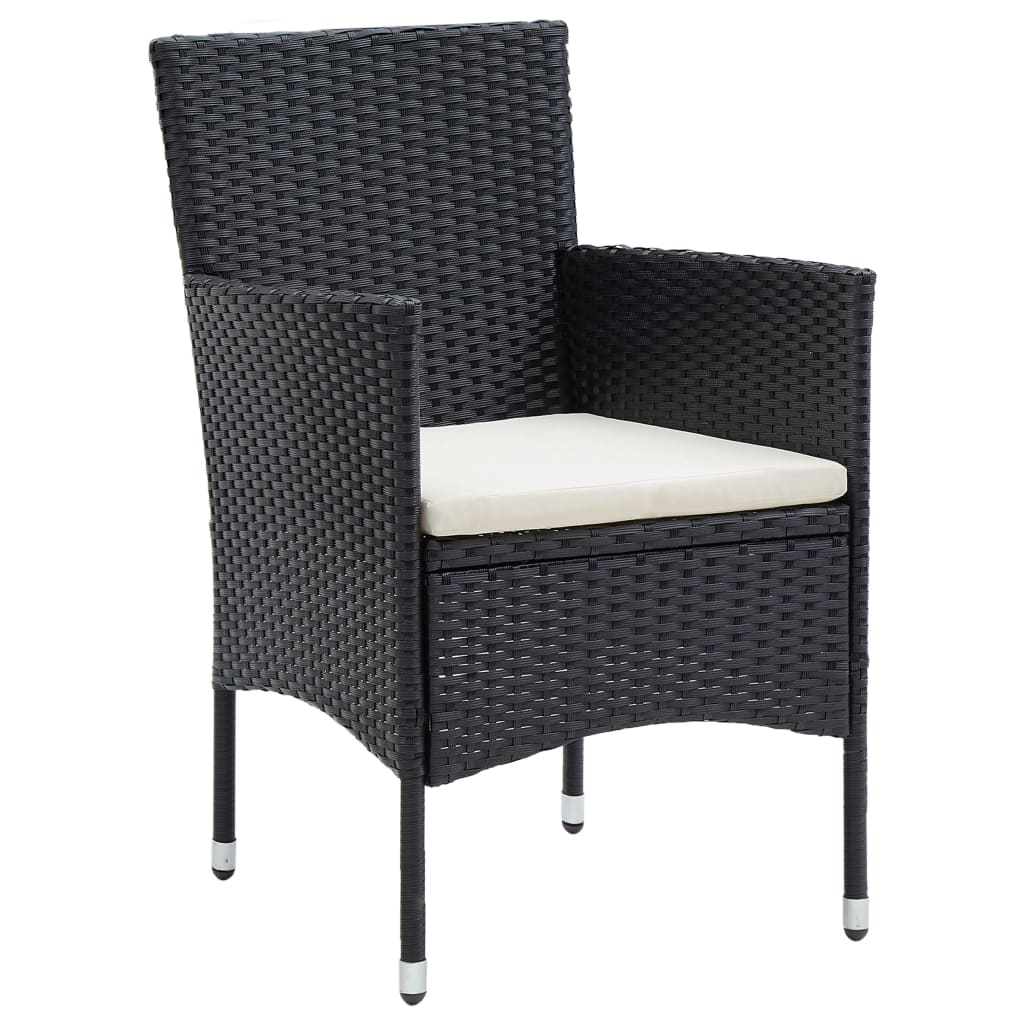 Ensemble à manger de jardin avec coussins 5 pcs Noir