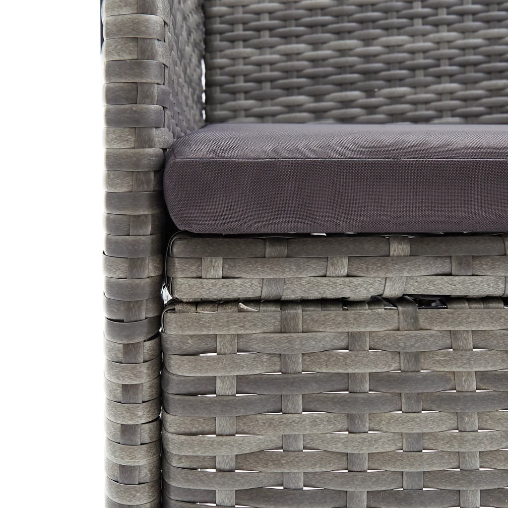 Ensemble à manger de jardin et coussins 5pcs Gris/noir
