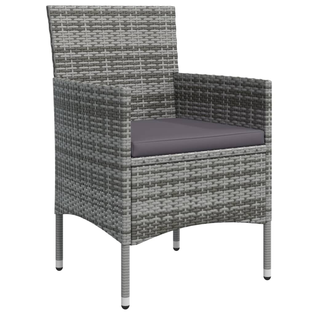 Ensemble à manger de jardin coussins 7pcs Gris et noir