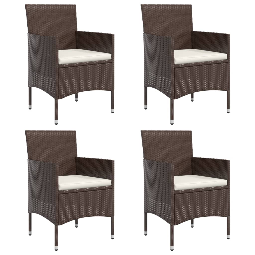 Ensemble à manger de jardin coussins 5 pcs Marron/noir
