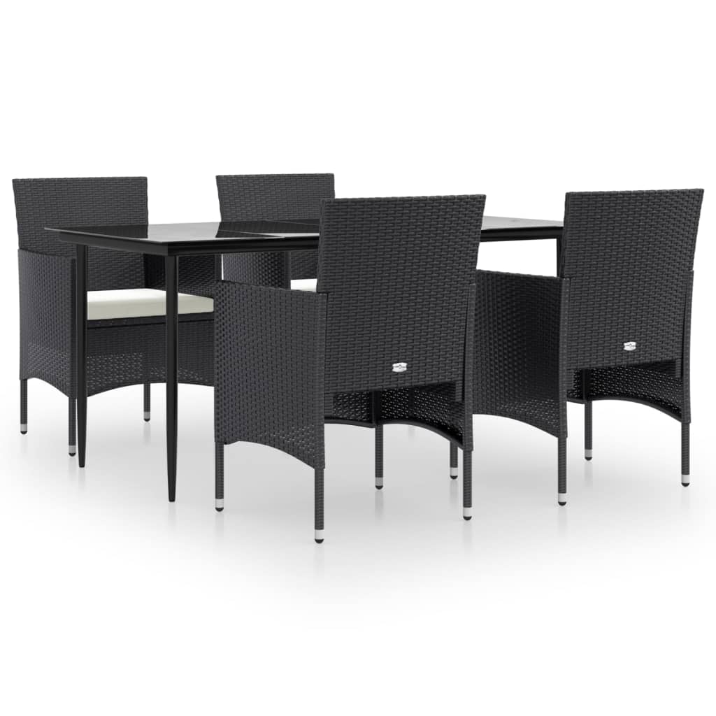 Ensemble à manger de jardin avec coussins 5 pcs Noir