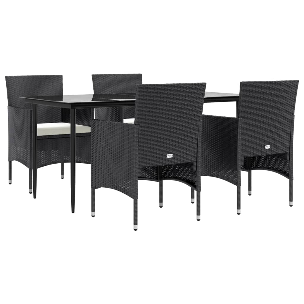 Ensemble à manger de jardin avec coussins 5 pcs Noir