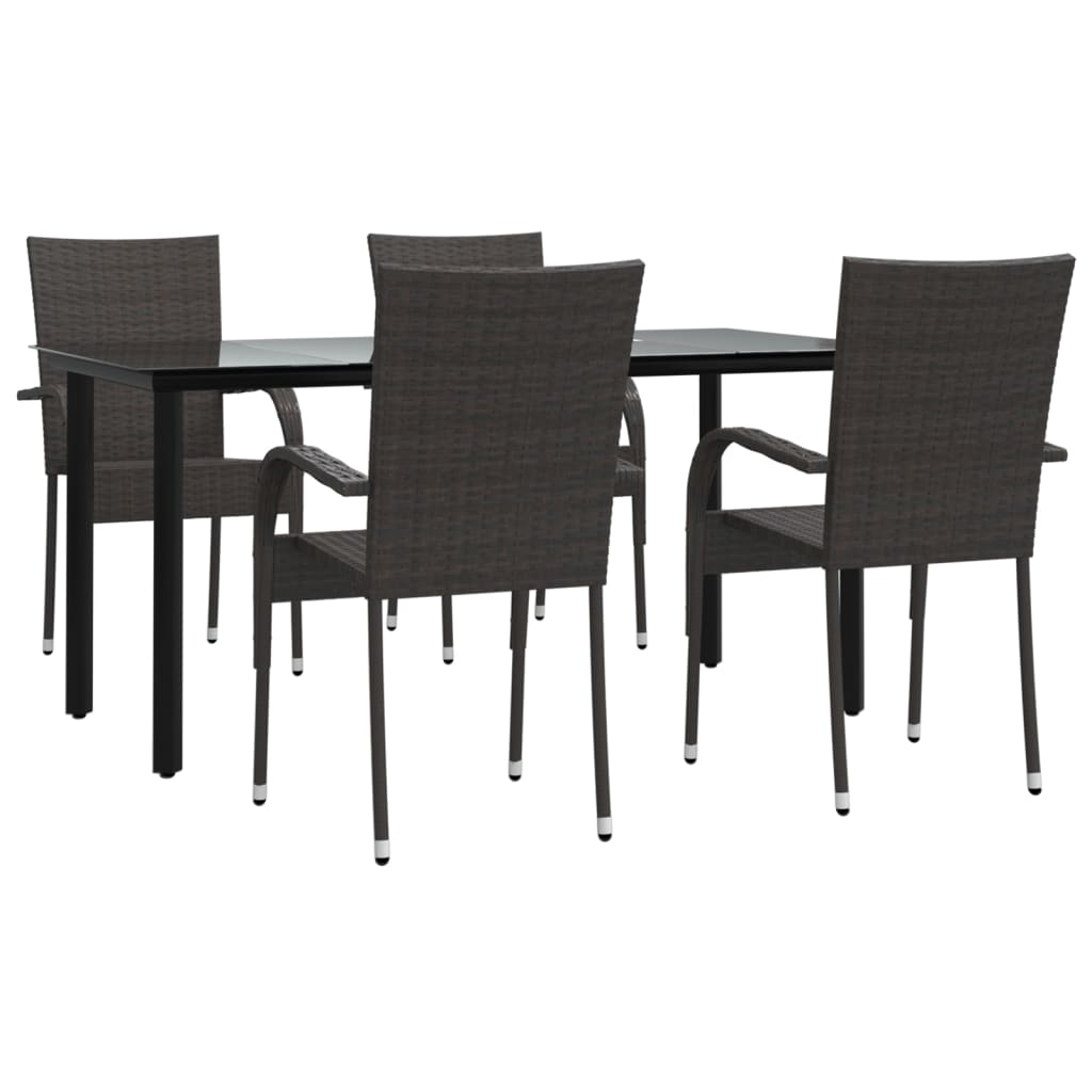 Ensemble à manger de jardin 5 pcs Marron Résine tressée