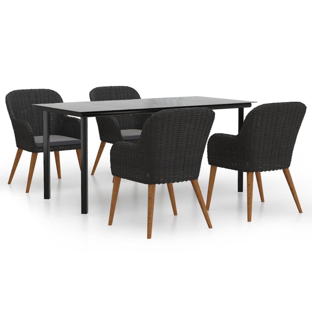 Ensemble à manger de jardin avec coussins 5 pcs Noir