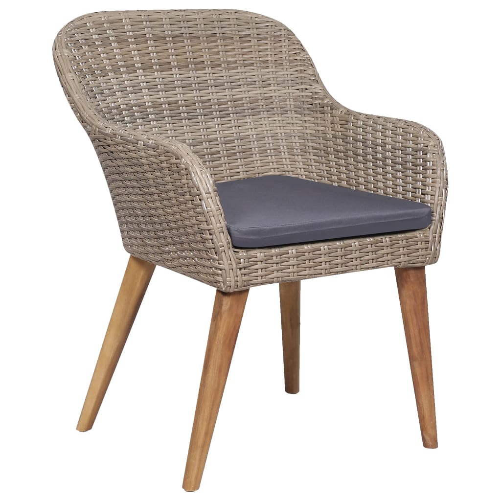 Ensemble à manger de jardin et coussins 7 pcs Marron