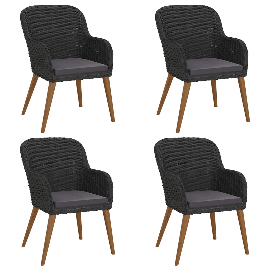 Ensemble à manger de jardin avec coussins 5 pcs Noir