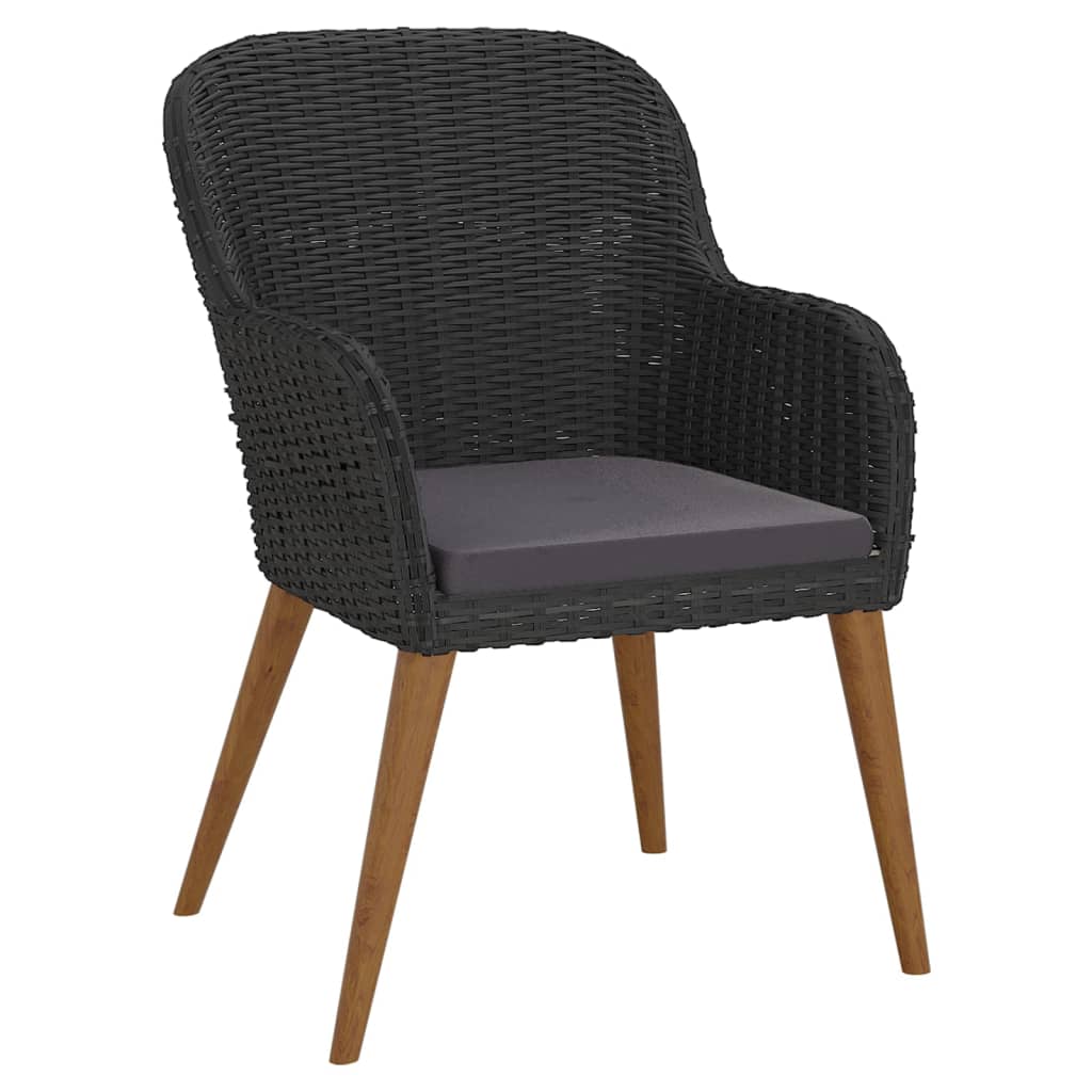 Ensemble à manger de jardin avec coussins 5 pcs Noir