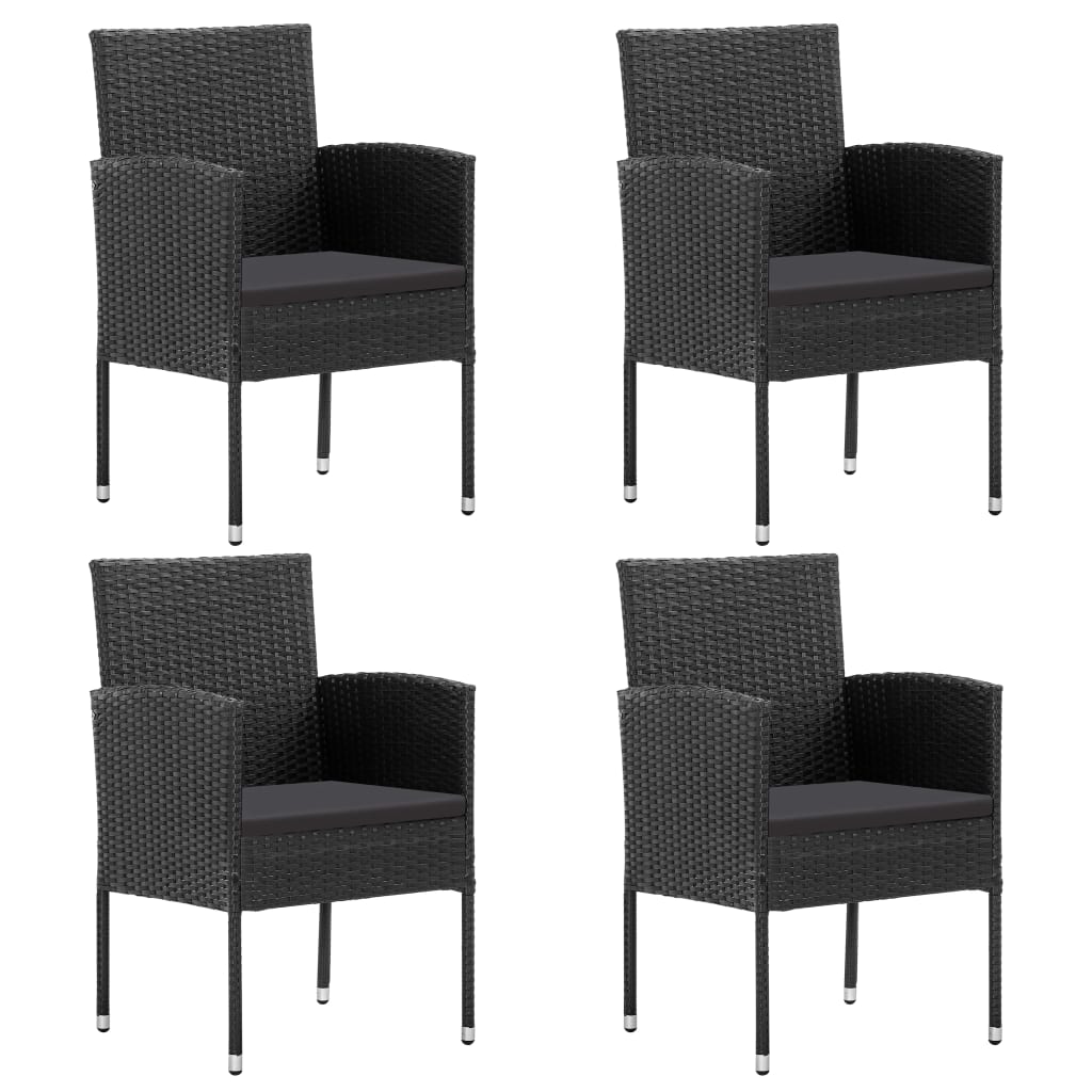 Ensemble à manger de jardin coussins 5pcs Noir Résine tressée