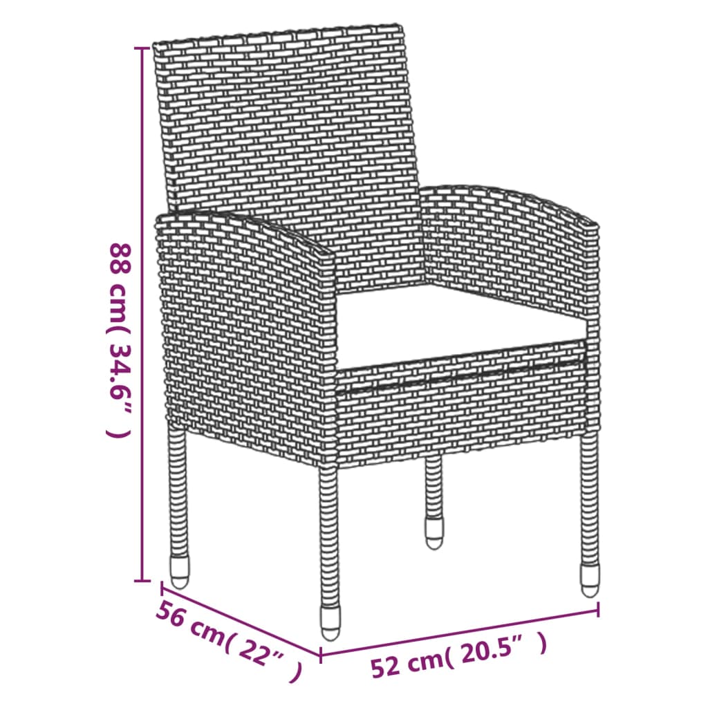 Ensemble à manger de jardin coussins 5pcs Noir Résine tressée