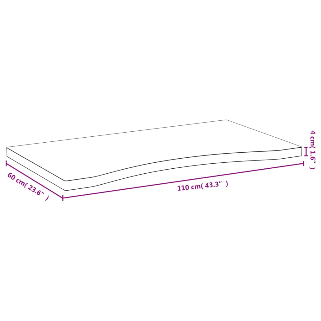 Dessus de bureau 110x60x4 cm bambou