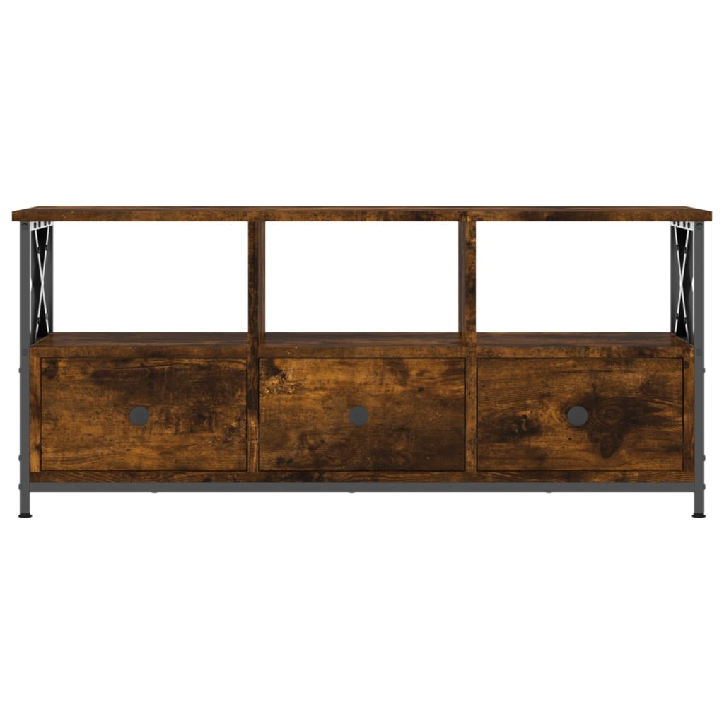 Meuble TV chêne fumé 102x33x45 cm bois d'ingénierie et fer - XIOS