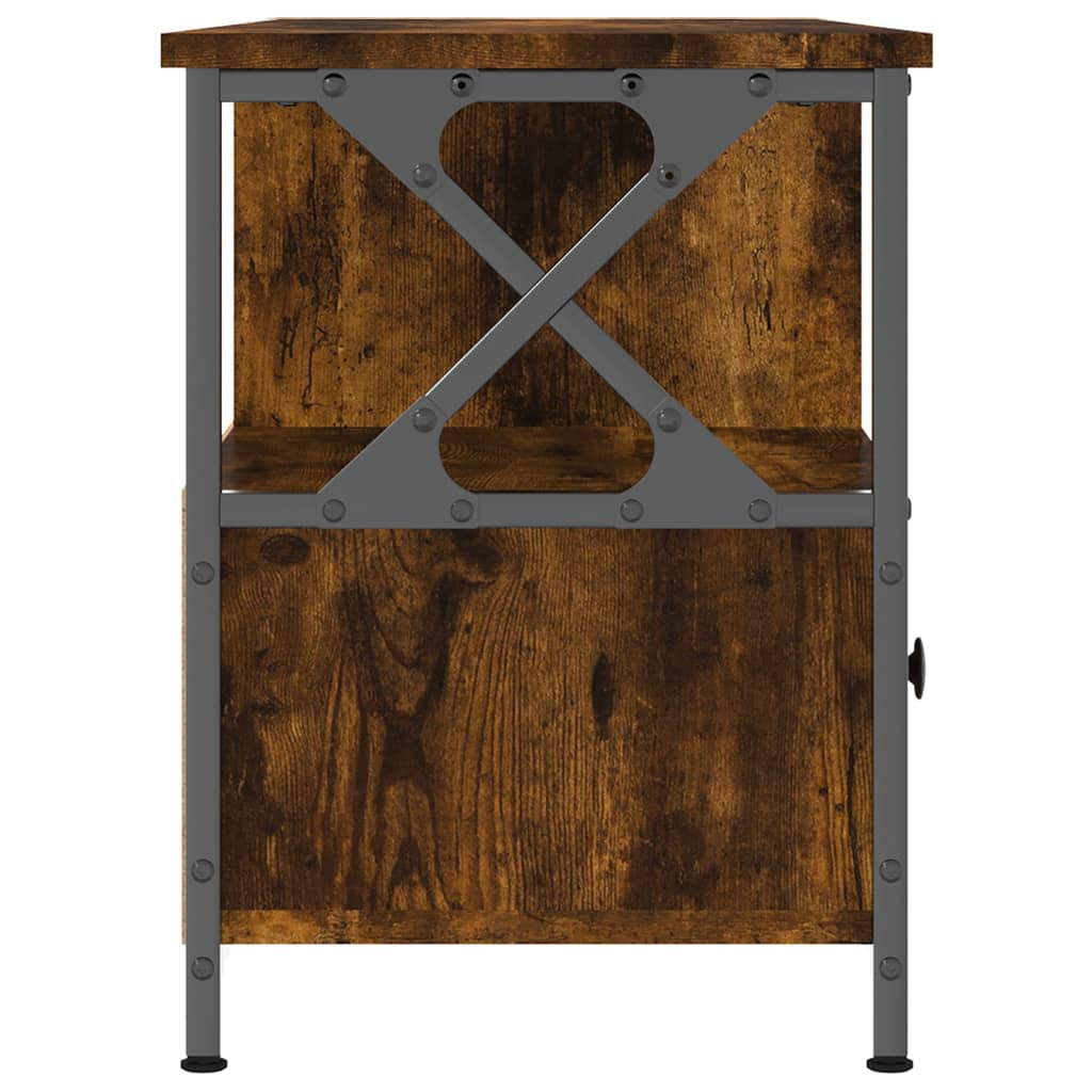 Meuble TV chêne fumé 102x33x45 cm bois d'ingénierie et fer - XIOS