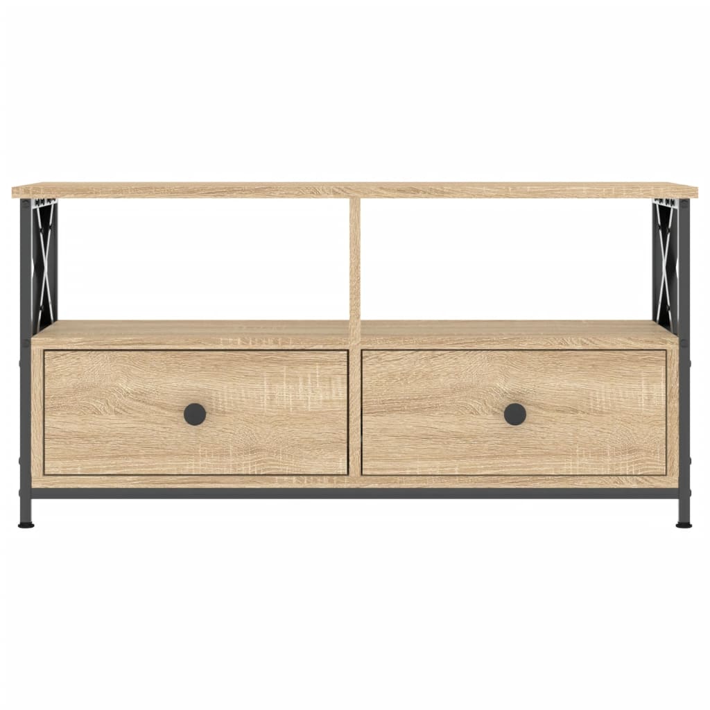 Meuble TV chêne sonoma 90x33x45 cm bois d'ingénierie et fer - XIOS