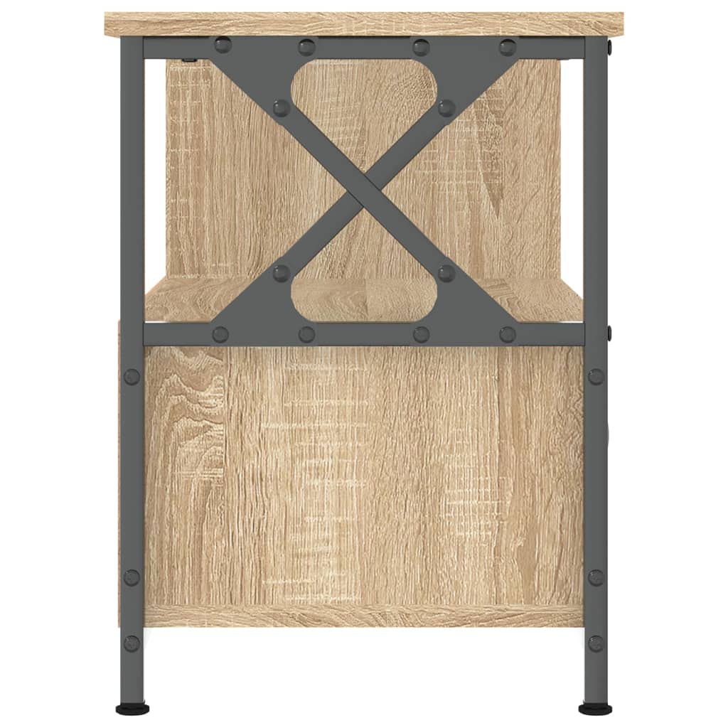 Meuble TV chêne sonoma 90x33x45 cm bois d'ingénierie et fer - XIOS