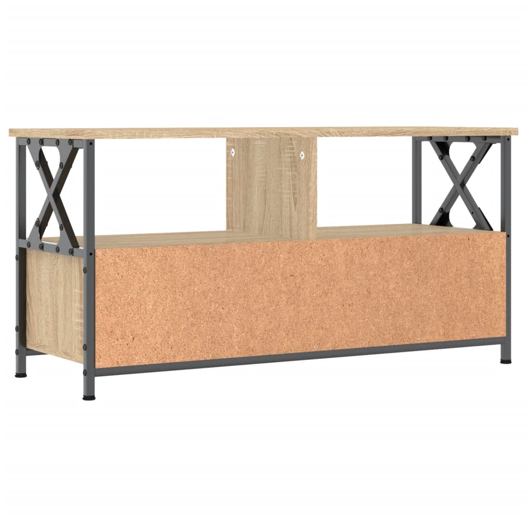 Meuble TV chêne sonoma 90x33x45 cm bois d'ingénierie et fer - XIOS