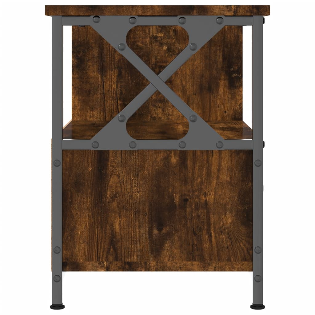 Meuble TV chêne fumé 90x33x45 cm bois d'ingénierie et fer - XIOS