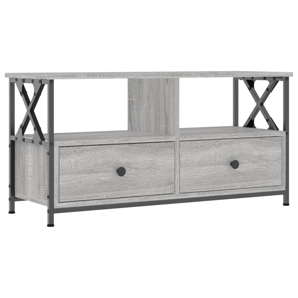 Meuble TV sonoma gris 90x33x45 cm bois d'ingénierie et fer - XIOS