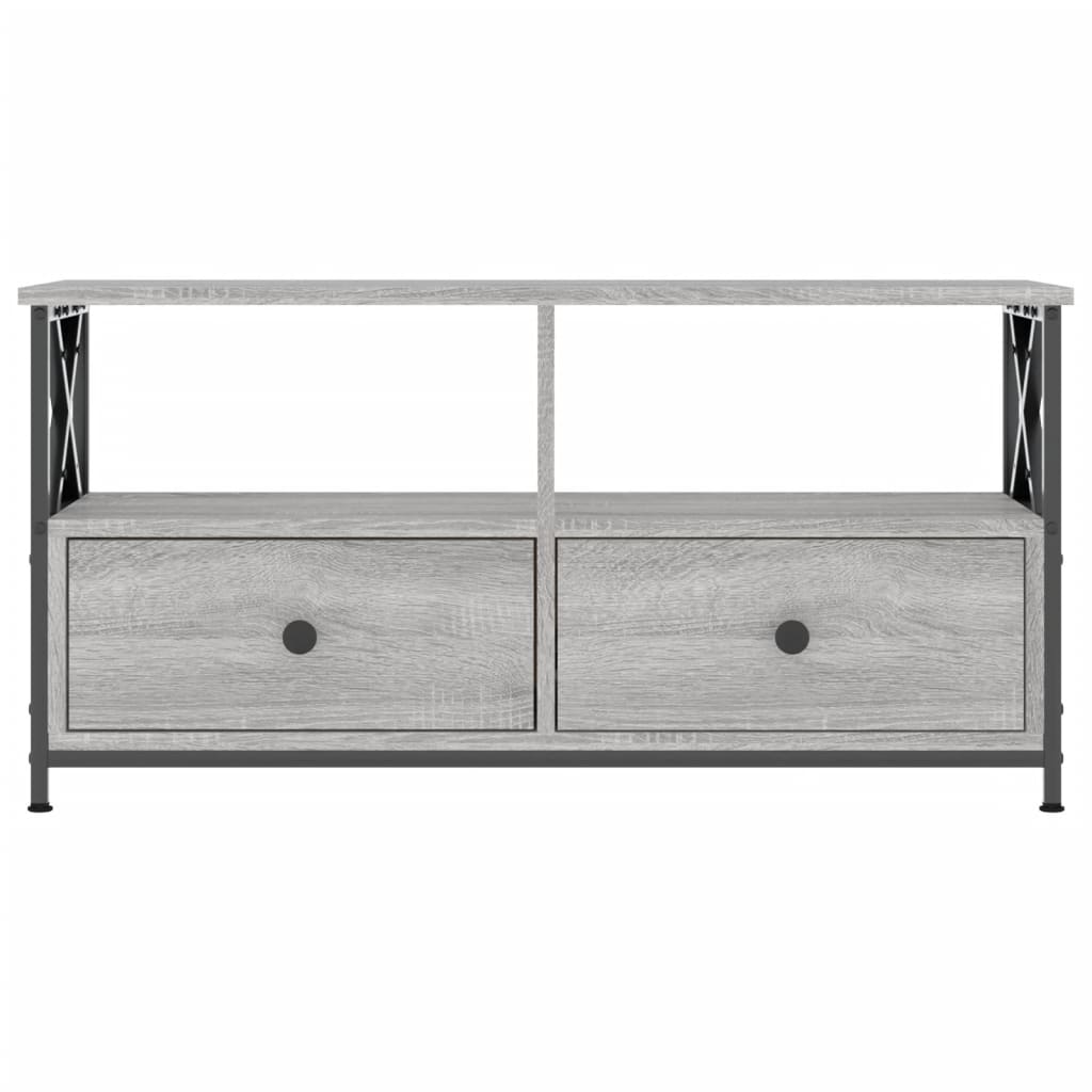 Meuble TV sonoma gris 90x33x45 cm bois d'ingénierie et fer - XIOS