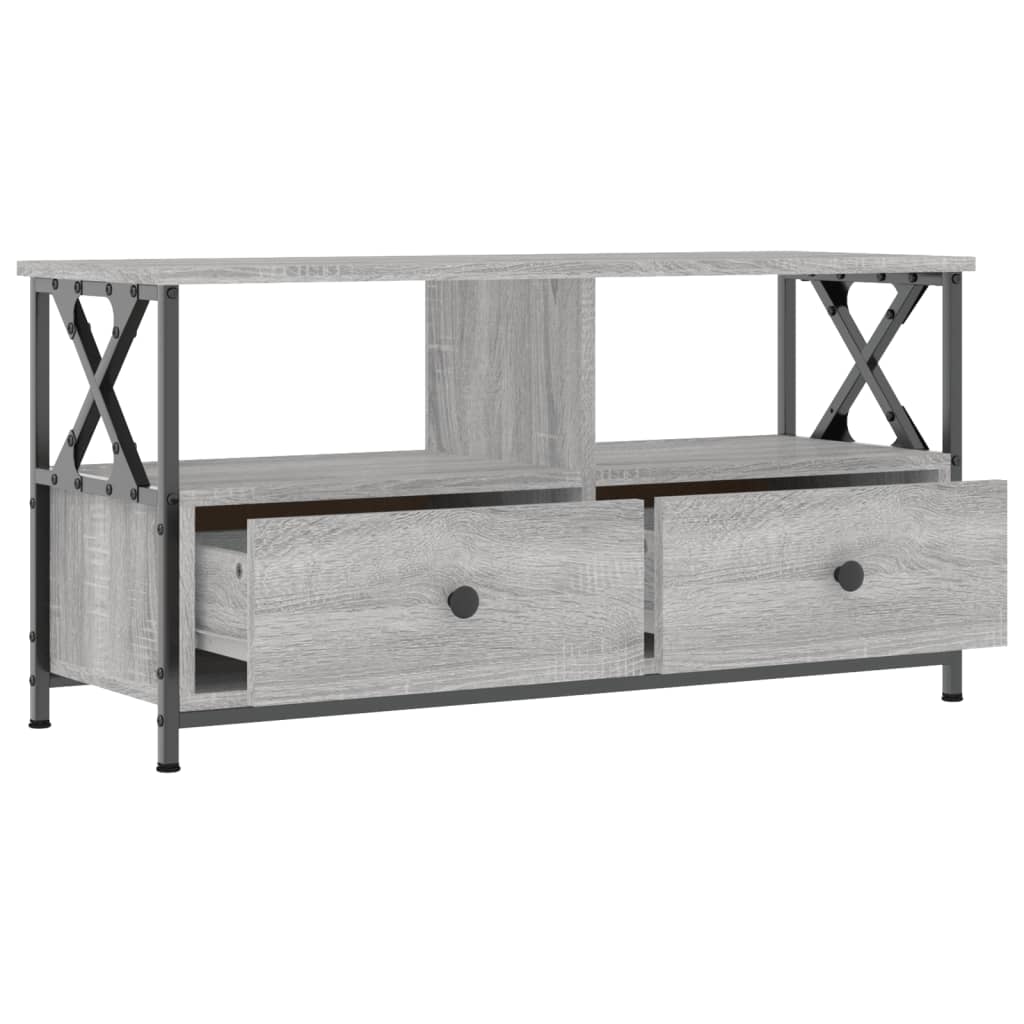 Meuble TV sonoma gris 90x33x45 cm bois d'ingénierie et fer - XIOS