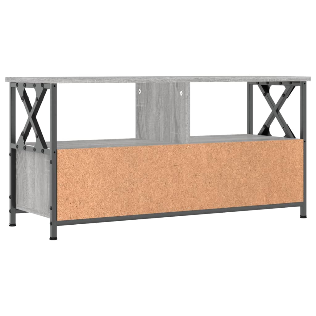 Meuble TV sonoma gris 90x33x45 cm bois d'ingénierie et fer - XIOS