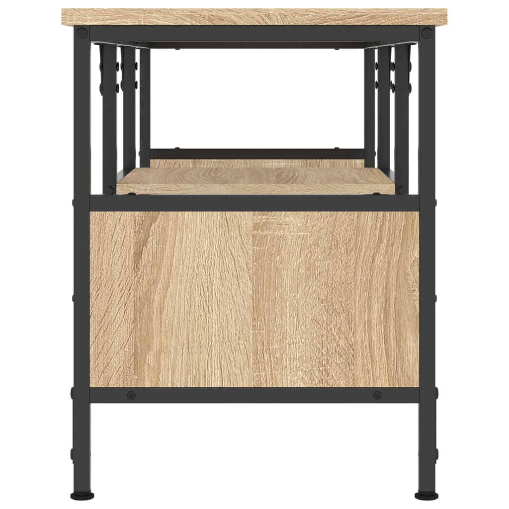 Meuble TV chêne sonoma 100x35x45 cm bois d'ingénierie et fer - XIOS