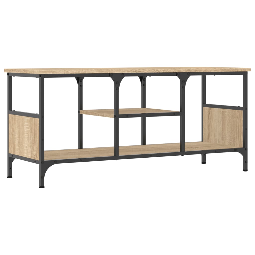 Meuble TV chêne sonoma 100x35x45 cm bois d'ingénierie et fer - XIOS