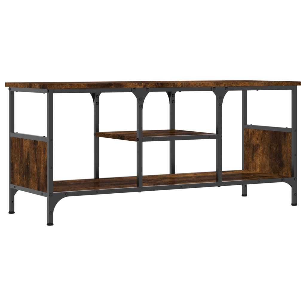 Meuble TV chêne fumé 100x35x45 cm bois d'ingénierie et fer - XIOS