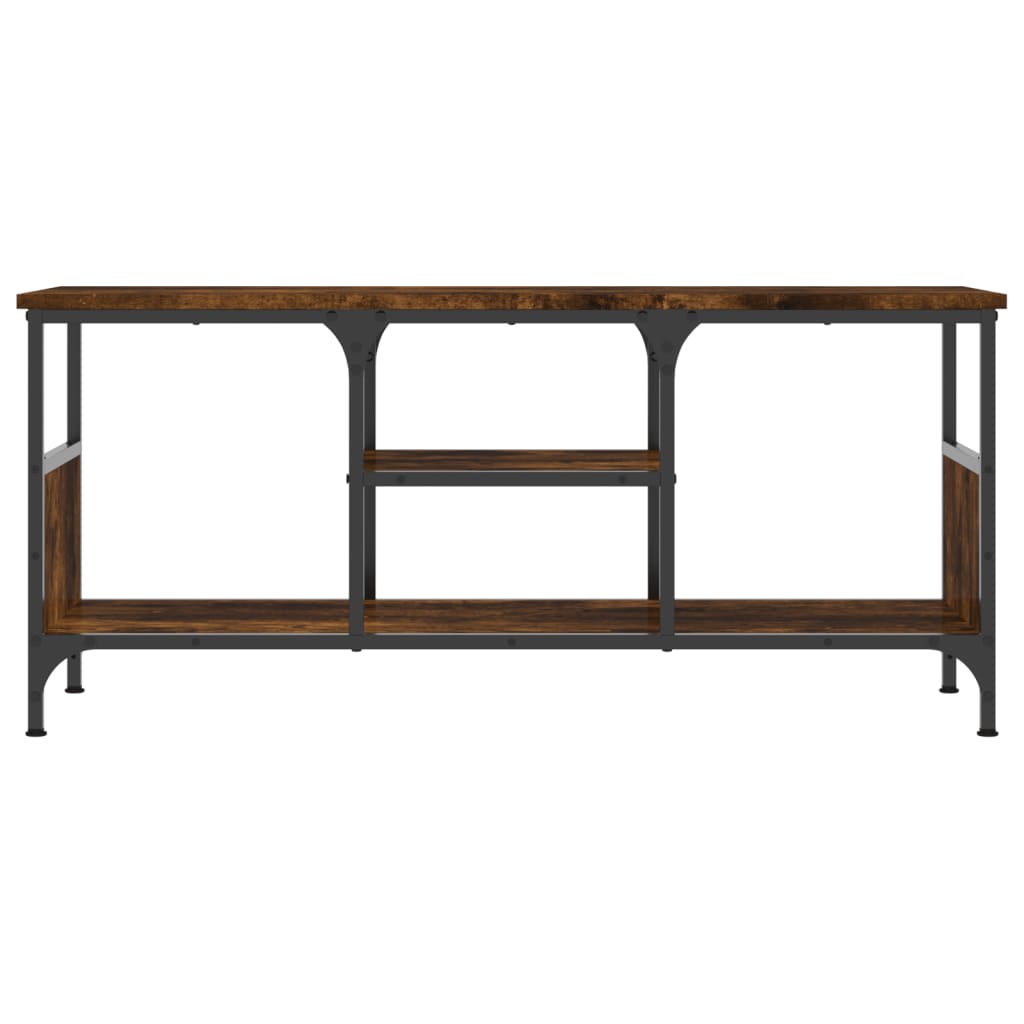 Meuble TV chêne fumé 100x35x45 cm bois d'ingénierie et fer - XIOS