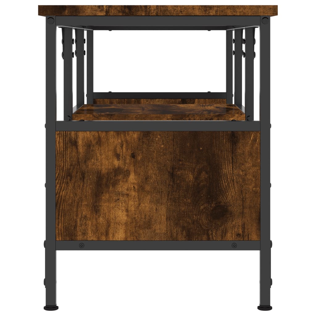 Meuble TV chêne fumé 100x35x45 cm bois d'ingénierie et fer - XIOS