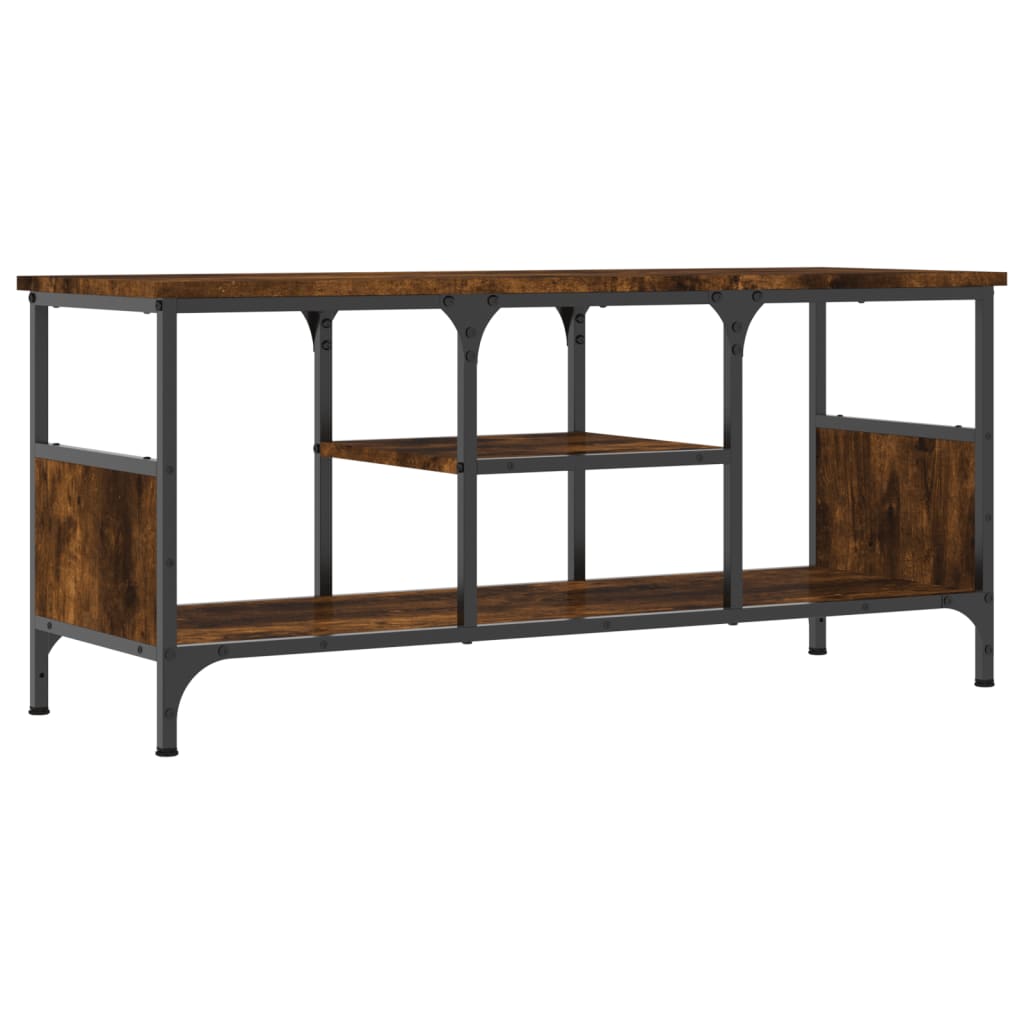 Meuble TV chêne fumé 100x35x45 cm bois d'ingénierie et fer - XIOS