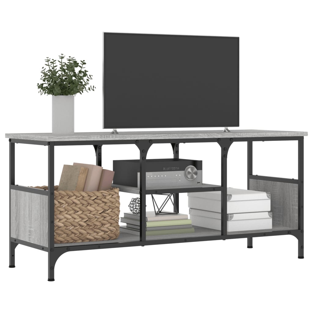 Meuble TV sonoma gris 100x35x45 cm bois d'ingénierie et fer - XIOS