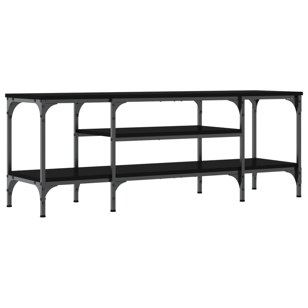 Meuble TV noir 121x35x45 cm bois d'ingénierie et fer - XIOS