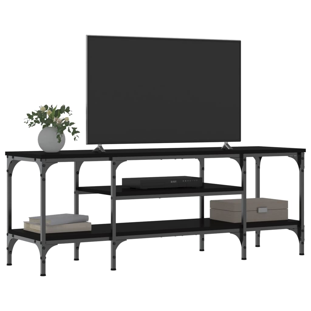 Meuble TV noir 121x35x45 cm bois d'ingénierie et fer - XIOS