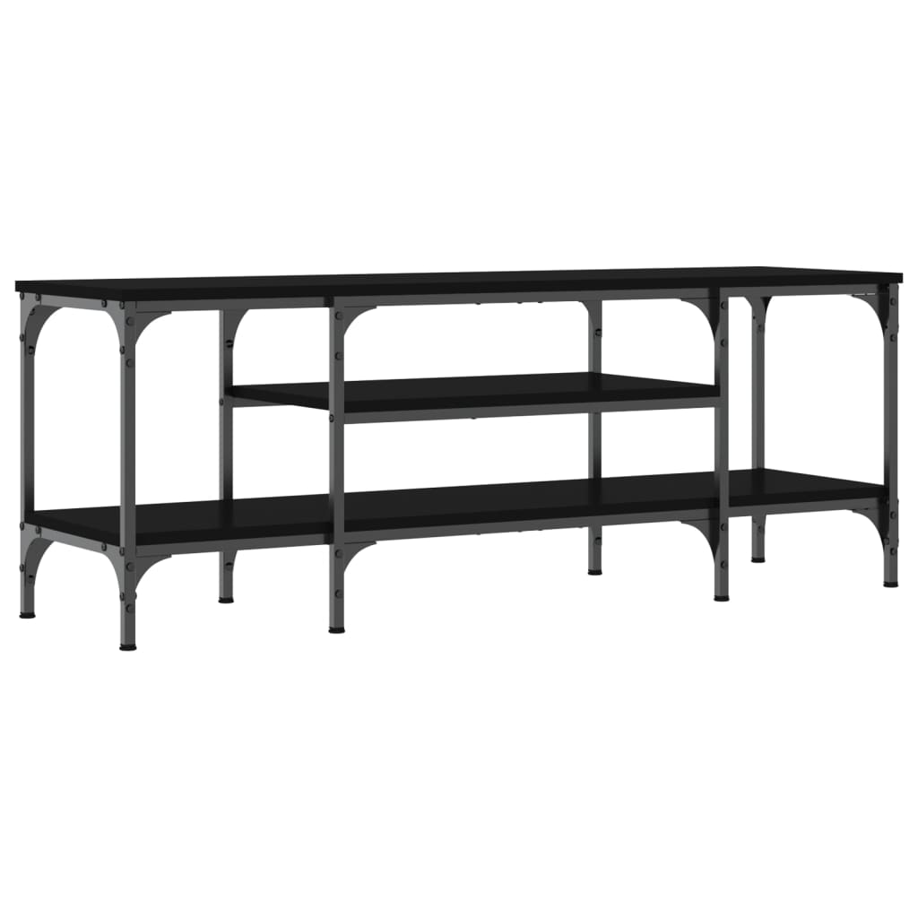 Meuble TV noir 121x35x45 cm bois d'ingénierie et fer - XIOS