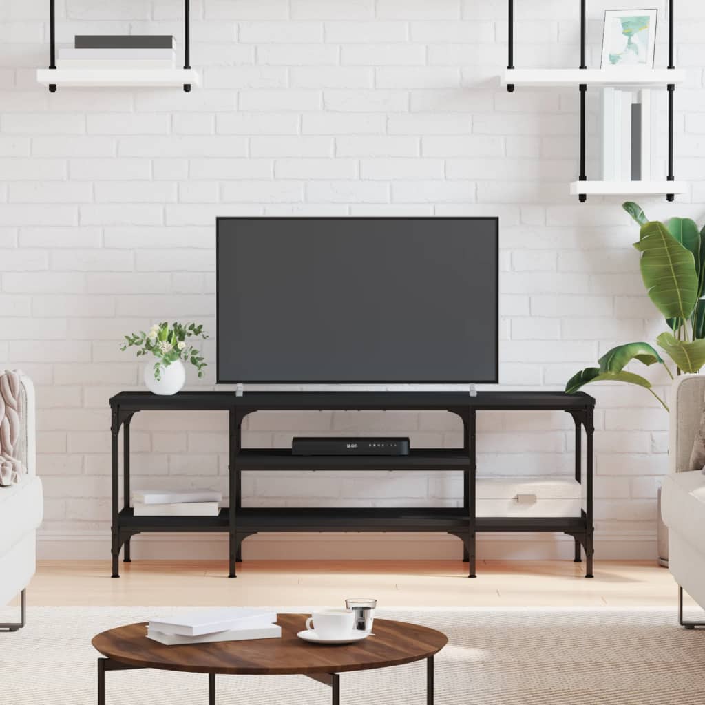 Meuble TV noir 121x35x45 cm bois d'ingénierie et fer - XIOS
