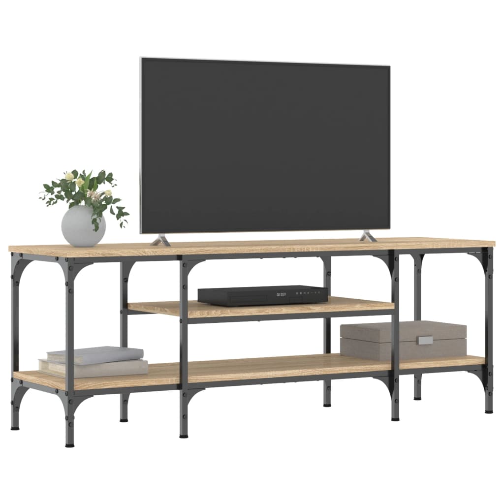 Meuble TV chêne sonoma 121x35x45 cm bois d'ingénierie et fer - XIOS