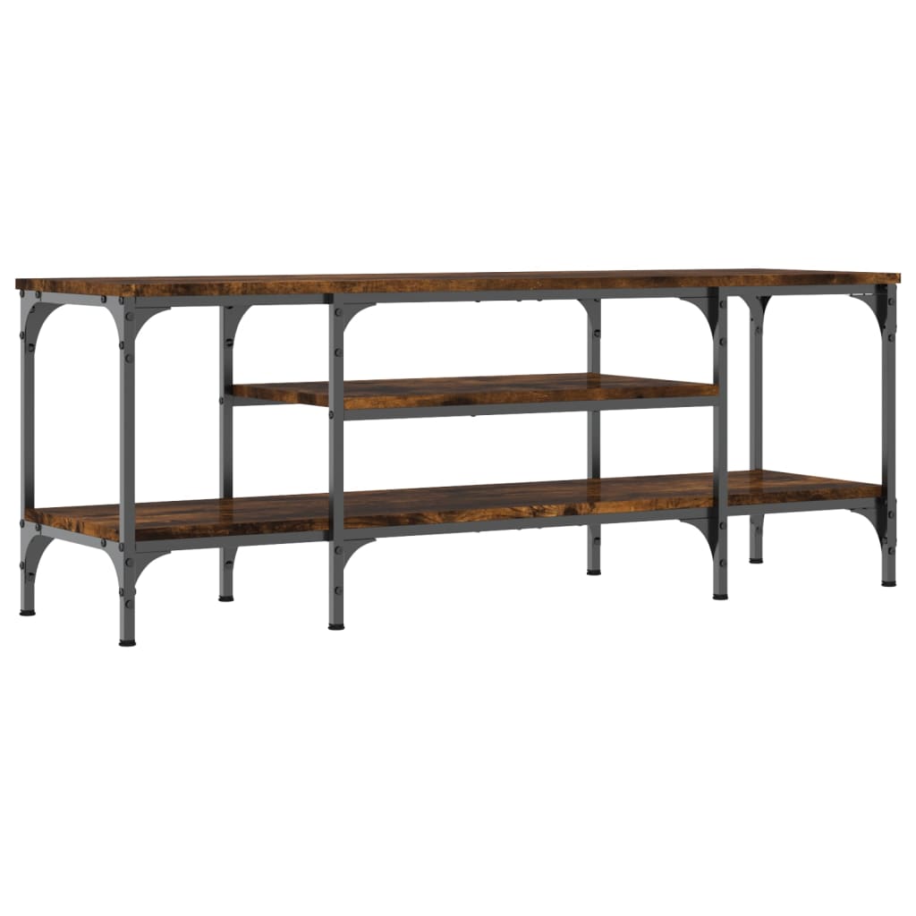 Meuble TV chêne fumé 121x35x45 cm bois d'ingénierie et fer - XIOS