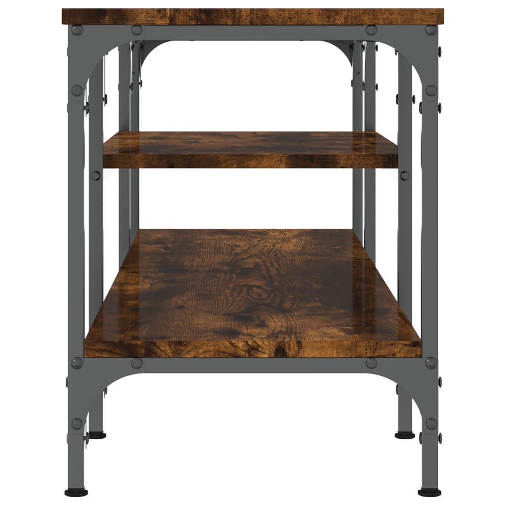Meuble TV chêne fumé 121x35x45 cm bois d'ingénierie et fer - XIOS