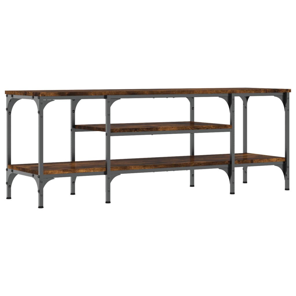 Meuble TV chêne fumé 121x35x45 cm bois d'ingénierie et fer - XIOS