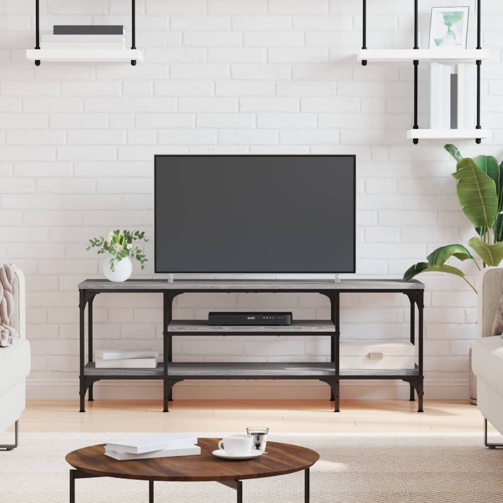 Meuble TV sonoma gris 121x35x45 cm bois d'ingénierie et fer - XIOS