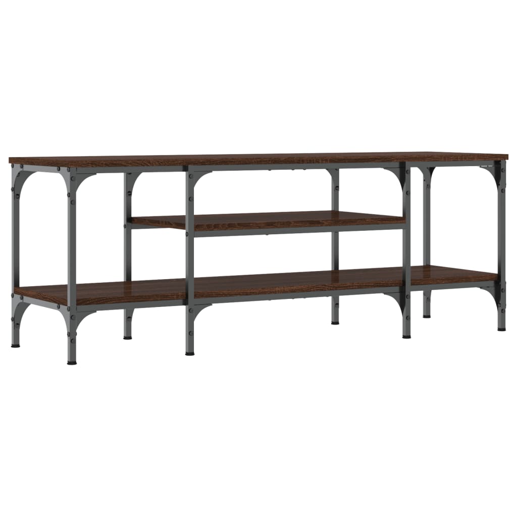 Meuble TV chêne marron 121x35x45 cm bois d'ingénierie et fer - XIOS