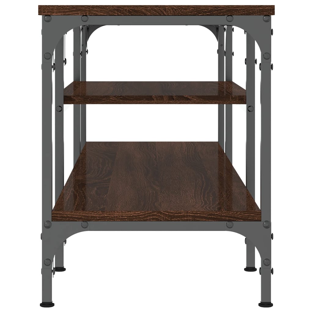 Meuble TV chêne marron 121x35x45 cm bois d'ingénierie et fer - XIOS