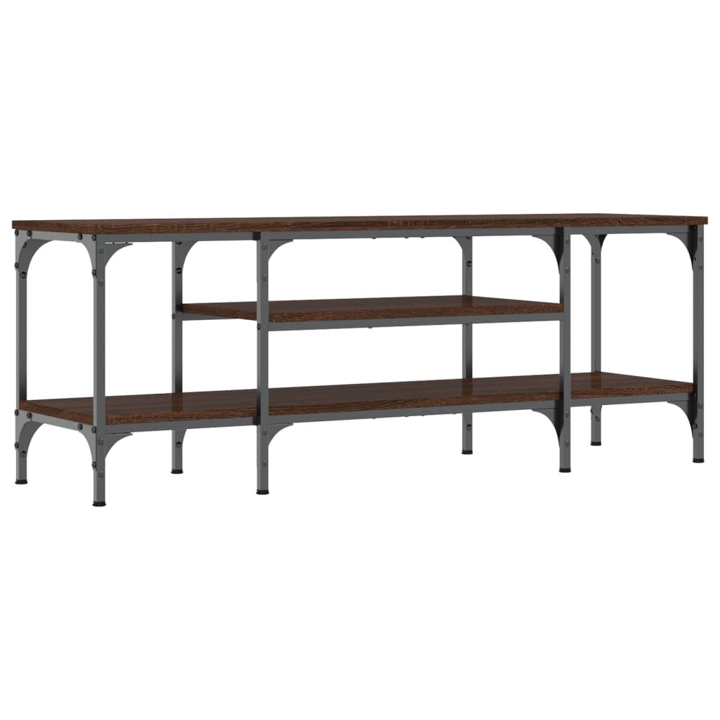 Meuble TV chêne marron 121x35x45 cm bois d'ingénierie et fer - XIOS