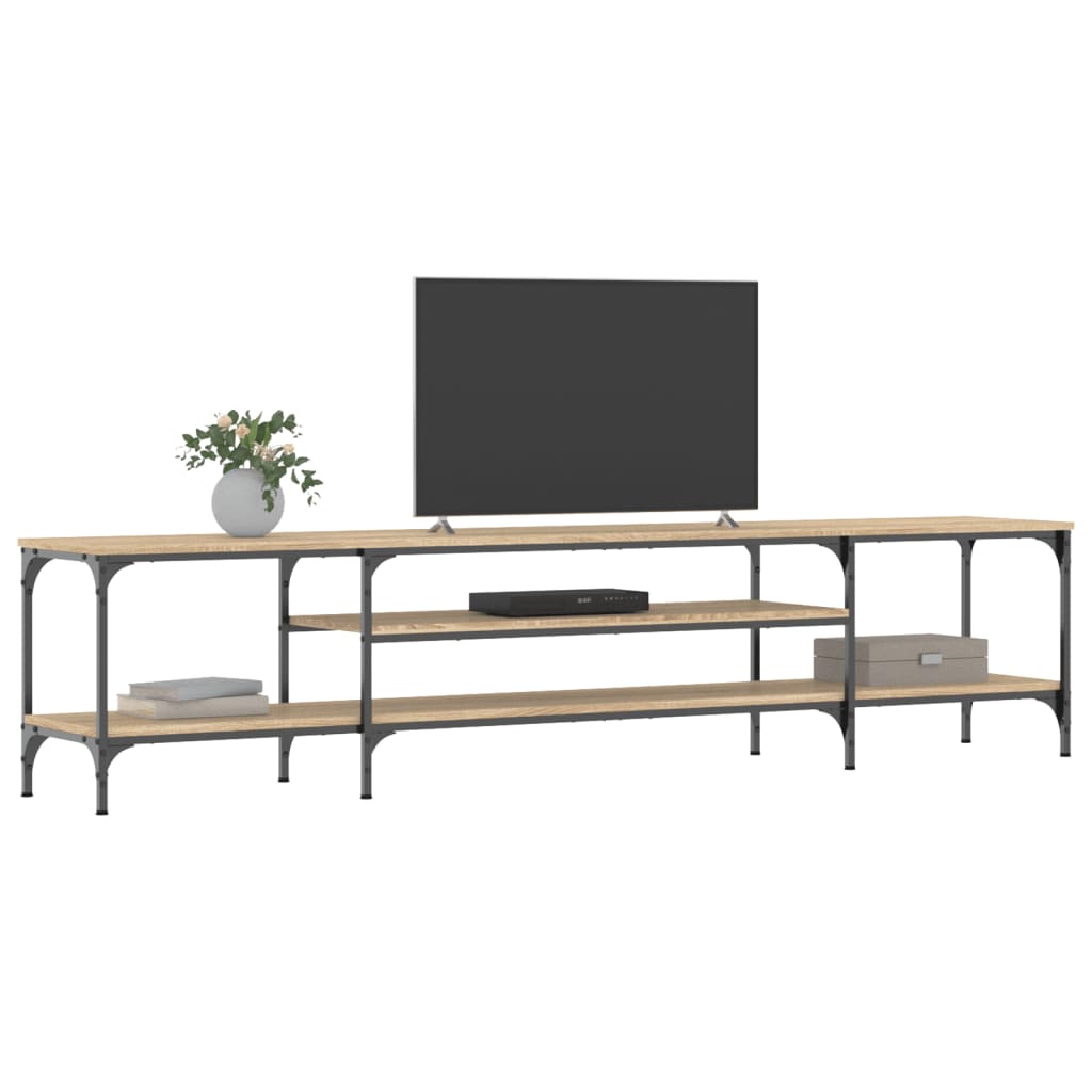 Meuble TV chêne sonoma 201x35x45 cm bois d'ingénierie et fer - XIOS