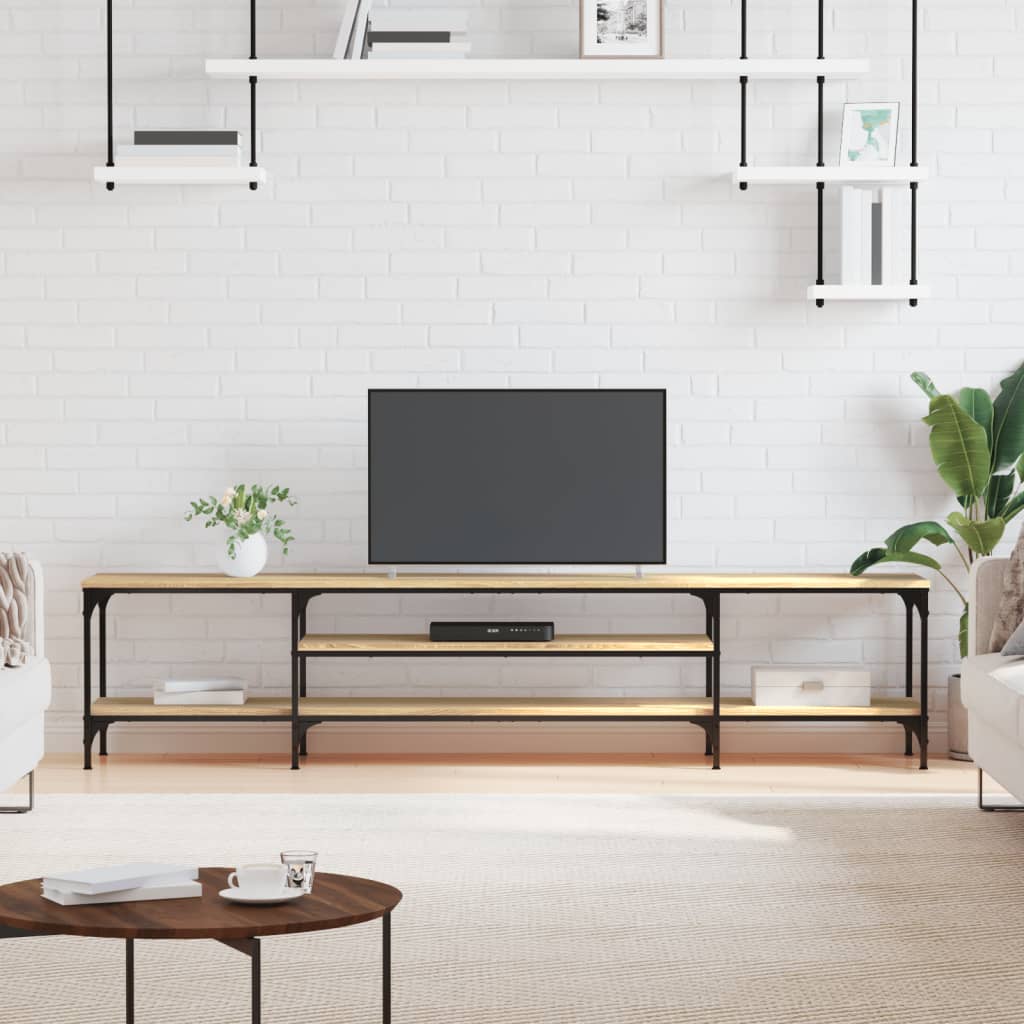 Meuble TV chêne sonoma 201x35x45 cm bois d'ingénierie et fer - XIOS