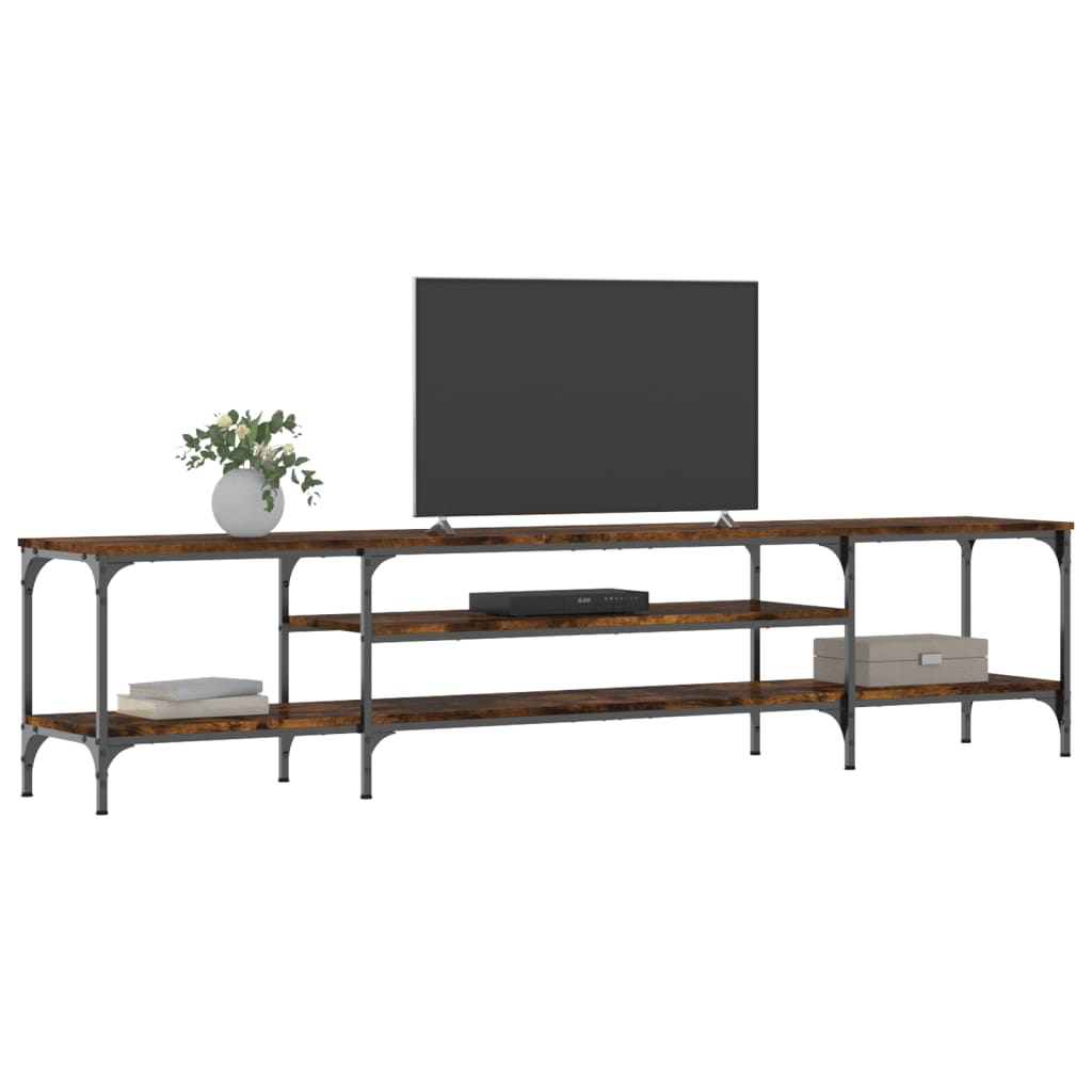 Meuble TV chêne fumé 201x35x45 cm bois d'ingénierie et fer - XIOS