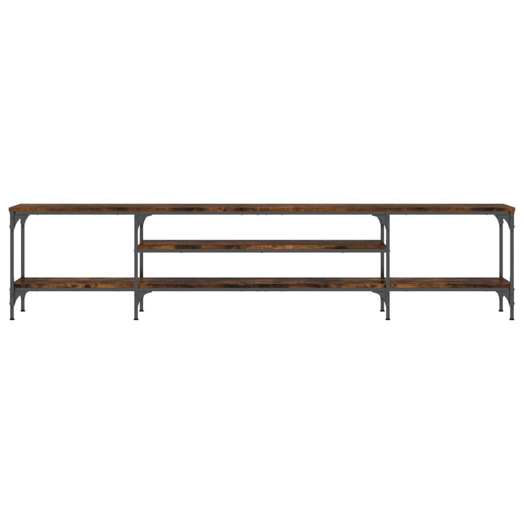 Meuble TV chêne fumé 201x35x45 cm bois d'ingénierie et fer - XIOS