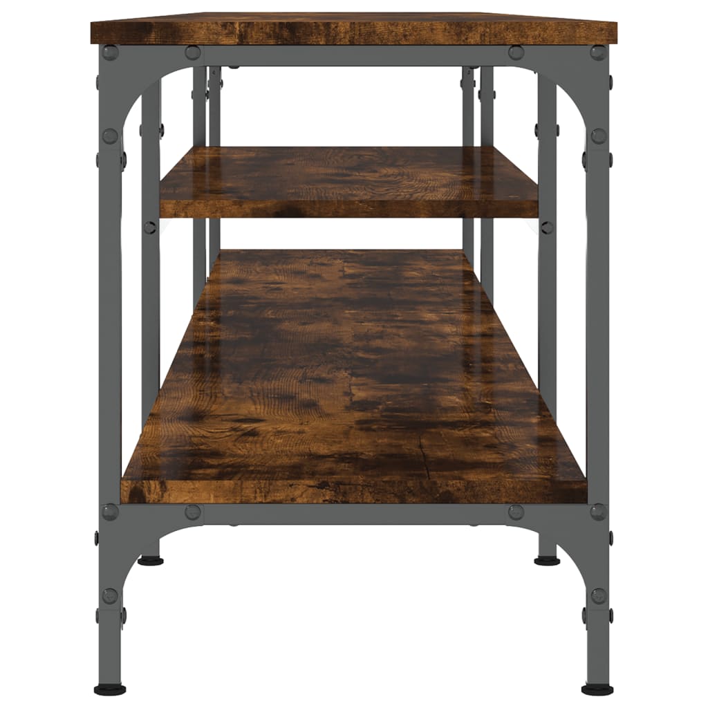 Meuble TV chêne fumé 201x35x45 cm bois d'ingénierie et fer - XIOS